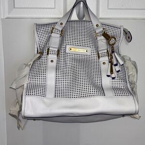 NWT Juicy Couture white leather perforated purse/bag/satchel Daydreamer Venice